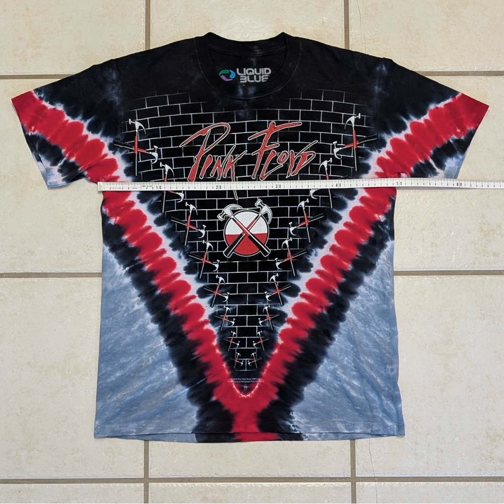 100% Cotton Liquid Blue Pink Floyd The Wall Tie Dye Men’s T-Shirt - Picture 4 of 12